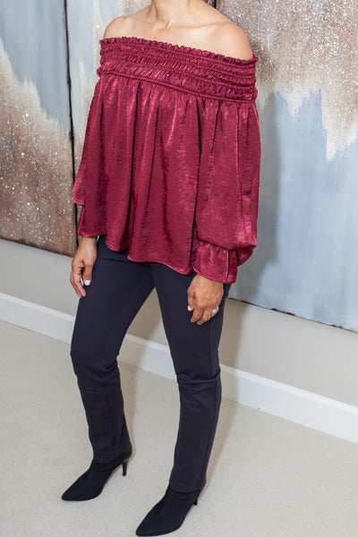 トップス sheller shoulder ribbon satin tops shoulder ribbon satin tops – shéller / シェリエ