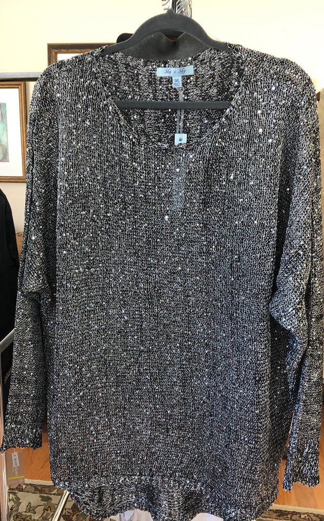 Plus Size -Silver Sparkling Pullover Top