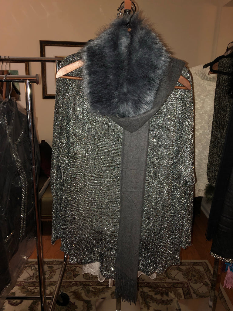 Plus Size -Silver Sparkling Pullover Top
