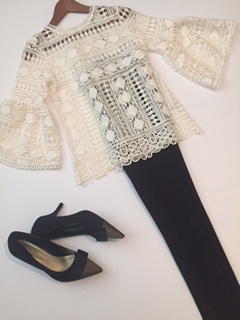 Bell Sleeve Crochet Top - Top Seller! Available in Cream & Fuschsia