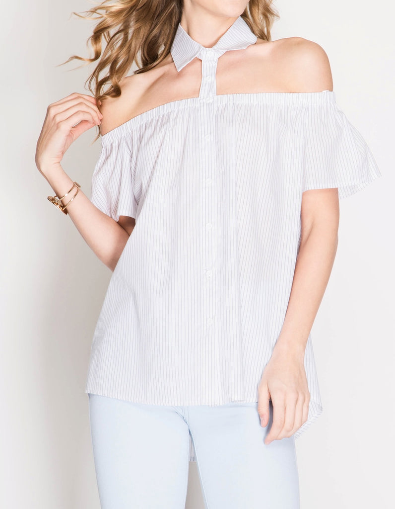 Off Shoulder Top With Collar