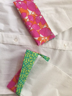 100% Cotton White Shirt with Pink/Green detailed collar and cuff