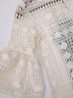 Bell Sleeve Crochet Top - Top Seller! Available in Cream & Fuschsia